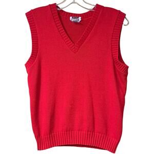 Vintage Red Knit Sweater Vest | Unisex Women’s Small Men’s XS | Made in USA